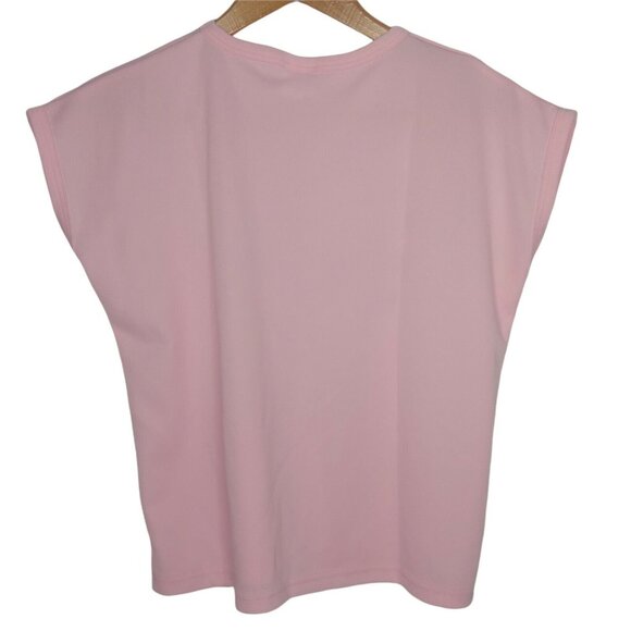 Vintage Haband For Her Medium Shirt Short Set Outfit Light Pink Floral Polyester - Picture 2 of 9